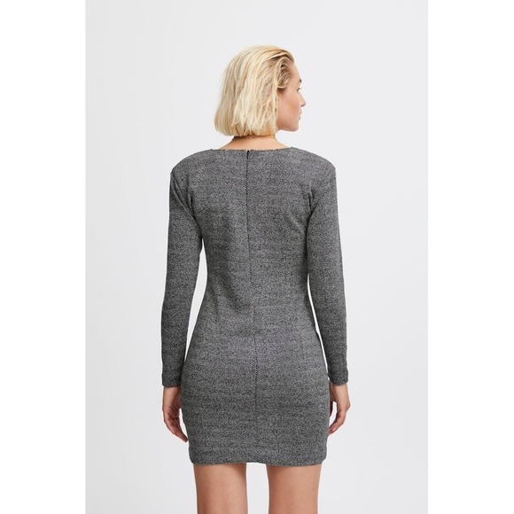 ICHI Women's Medium Mini Dress Long Sleeve Square Neck Streetwear Office Chic - Picture 3 of 13